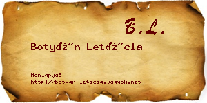 Botyán Letícia névjegykártya